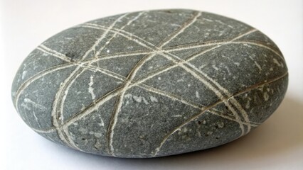 Fototapeta premium Textured gray stone with intricate patterns and lines, minimalist design, geometric shapes, textured surface, natural stone, intricate patterns