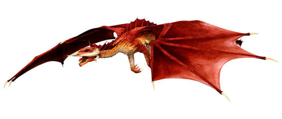 3D Rendering Fairy Tale Dragon on White