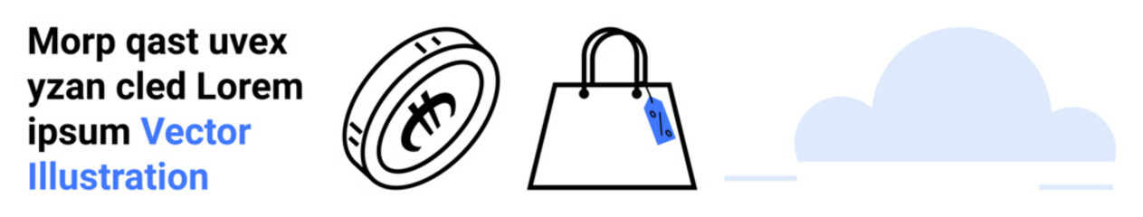 Coin and shopping bag with price tag suggesting e-commerce, online payment, and retail themes. Ideal for e-commerce, digital marketing, FinTech, sales, business, consumer engagement flat landing