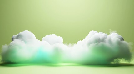 Fototapeta premium Fluffy White Clouds on Green Background