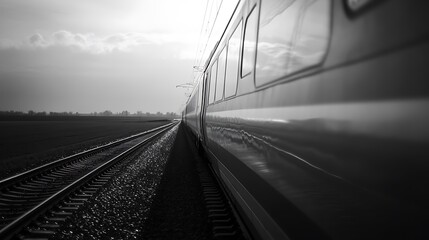 High Speed Train Journey Through Rural Landscape