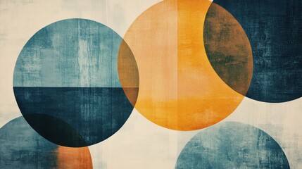 Fototapeta premium Minimalist overlapping circles created with pencil strokes in soothing colors showcasing a contemporary design style