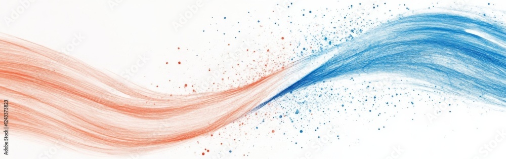 Aufkleber elegant pastel coral and blue pencil strokes create dynamic arcs and splashes on a minimal backgroun