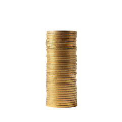 Neatly Stacked Tower of Shiny Golden Coins


