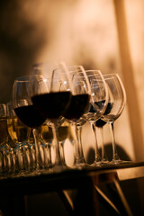 The wine is served at the buffet in the restaurant