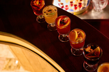 Spicy fruit drinks at the night restaurant