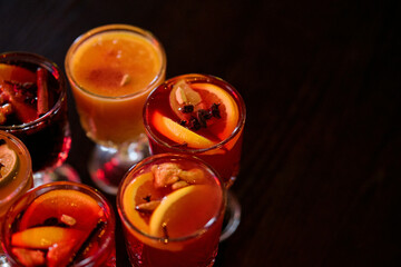 Spicy fruit drinks at the night restaurant