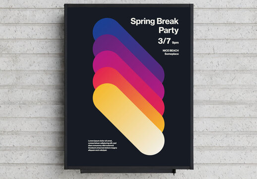Spring Break Party Poster Template Gradient Curved Rectangles