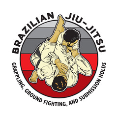 Jiu-jitsu martial art vector illustration, perfect for t shirt design and martial art training club logo design	
