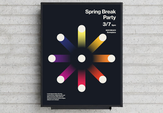 Spring Break Party Poster Template with Star Abstract Shape