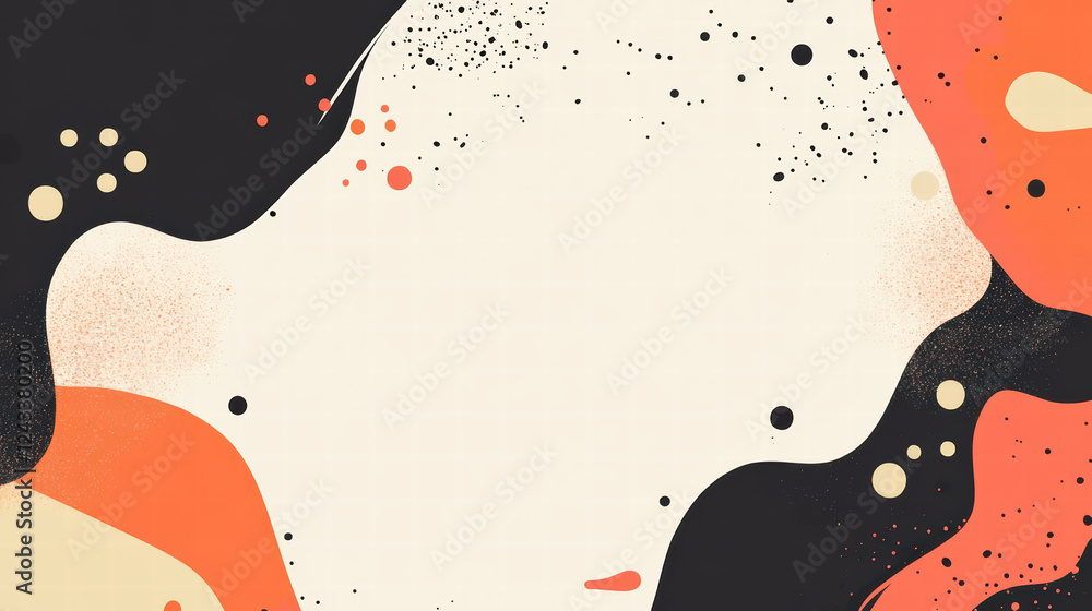 Aufkleber playful abstract design featuring splashes of color in black, orange, and cream tones, creating vibr