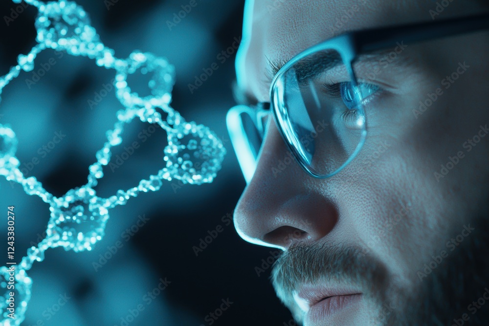 Poster scientist in lab focusing on precision techniques in molecular editing work