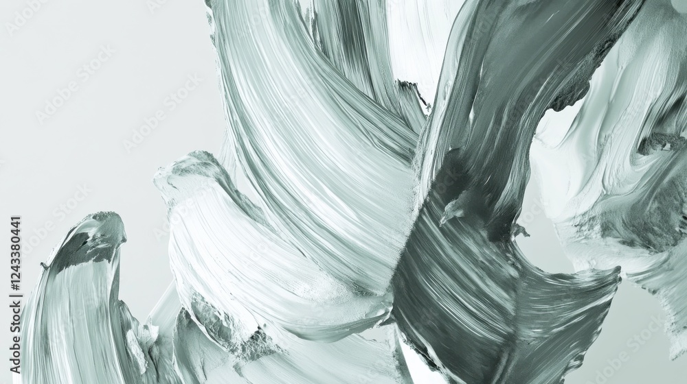 Poster Dynamic abstract composition showcasing chaotic pencil strokes and brushwork with contrasting shades of green and white