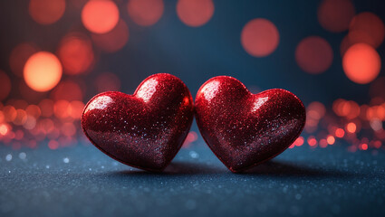 Obraz premium Romantic Glittering Hearts