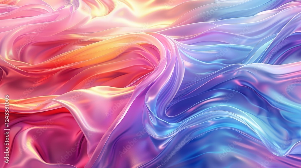 Poster explore the vibrant fusion of colors in abstract iridescent gradient design created using artificial