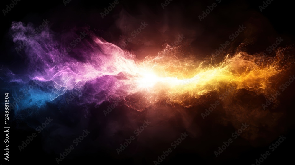 Poster modern digital art with flowing energy and vivid colors in a dark abstract background