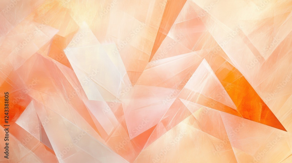 Poster abstract design featuring overlapping translucent shapes in warm tones with dynamic textures and lig