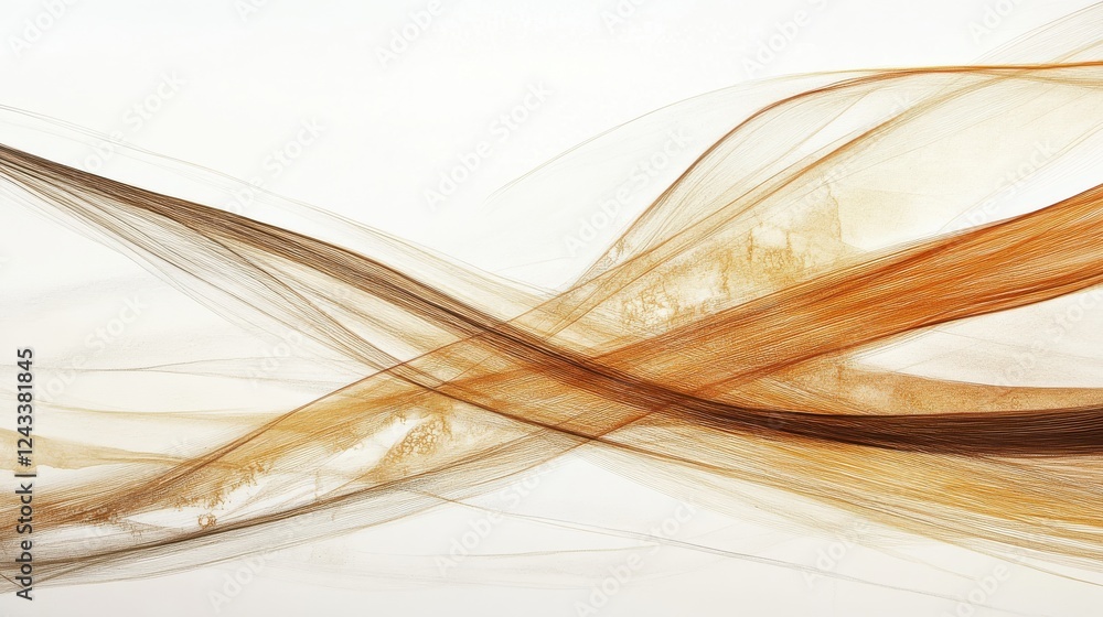 Poster abstract flow of pencil strokes in warm hues creating a sense of movement and fluidity across a mini