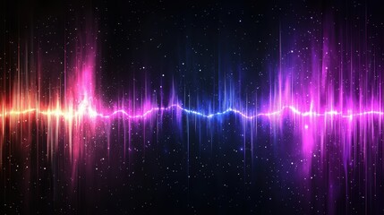 Futuristic Design with Glowing Data Stream in Vibrant Colors and Starry Background