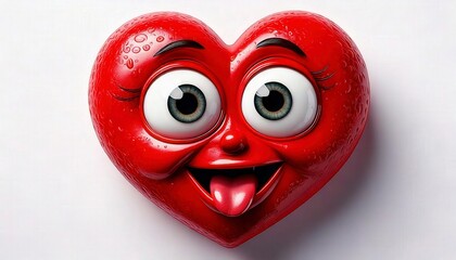 A silly red heart with crossed eyes and its tongue sticking out