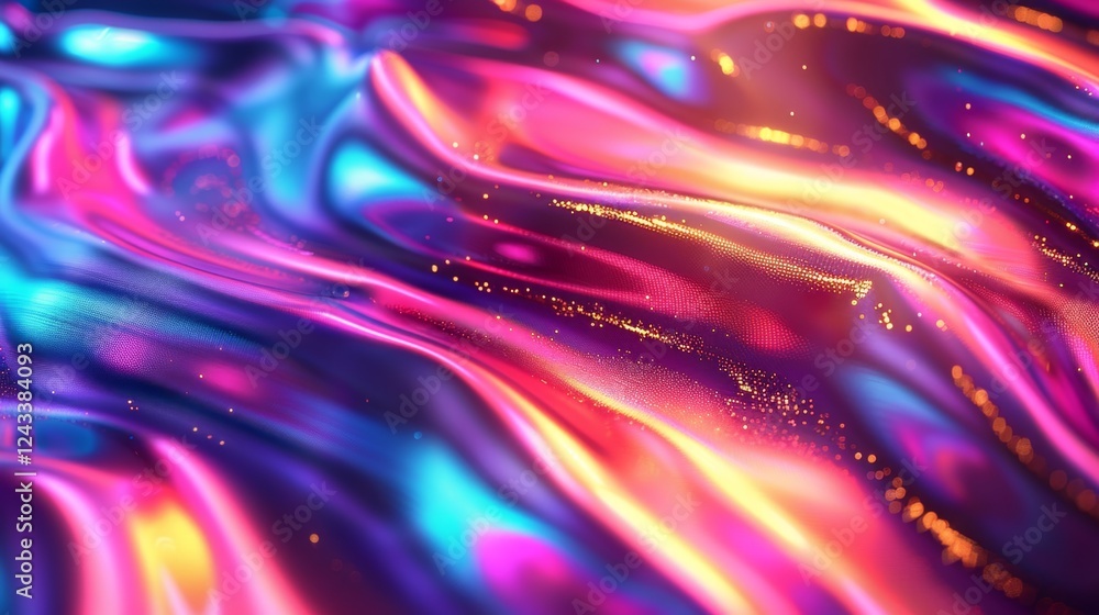 Poster vibrant iridescent gradients create an abstract background with flowing patterns and luminous colors