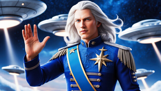 Ashtar, the pleiadian commander of the Silver Fleet, the military branch of the Galactic Federation of Light