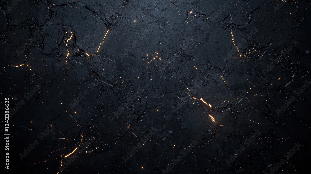 Poster futuristic visualization of circuit patterns on dark textured background with golden accents