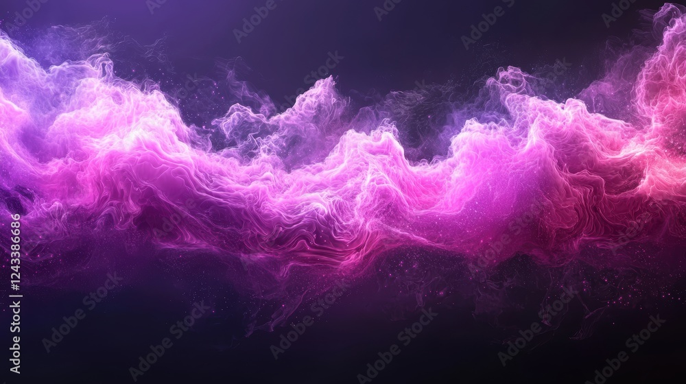 Poster innovative abstract art showcasing colorful waves and dynamic swirls in ethereal background