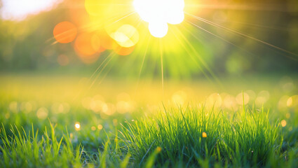 Fototapeta premium Sunlit Green Grass