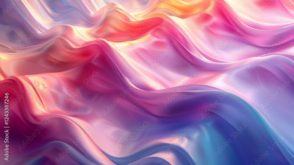 Poster gradient abstract background featuring iridescent colors and flowing textures in a soft, wavy design