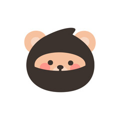 Korean Style Bear Head Cartoon with Black Ninja Hood