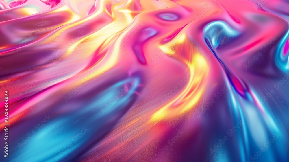 Poster vibrant iridescent abstract background with soft gradient waves showcasing dynamic colors and textur