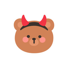 Korean Style Bear Head Cartoon with Devil Horns Headband
