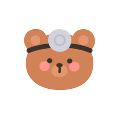 Korean Style Bear Head Cartoon with Doctor Head Mirror