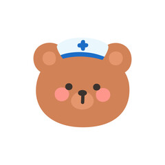 Korean Style Bear Head Cartoon with White Nurse Hat