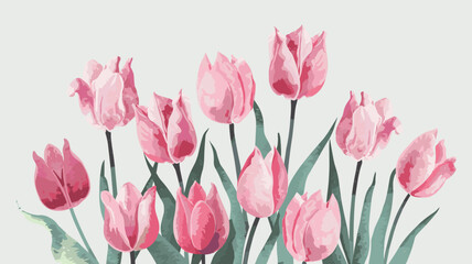 Pink and Red Tulips Vector Illustration