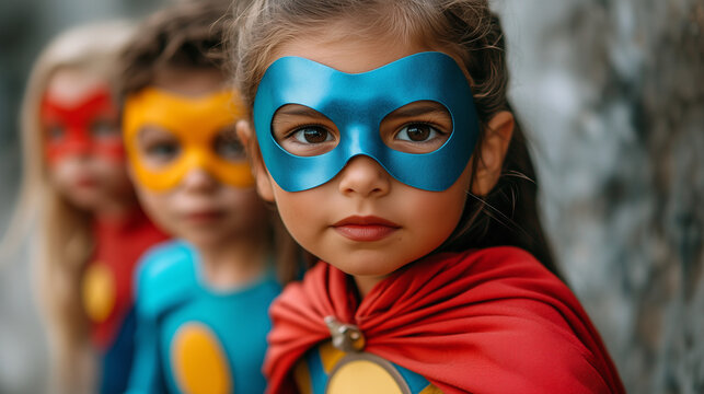 Ni&ntilde;os disfrazados de super h&eacute;roes durante la celebraci&oacute;n de carnaval