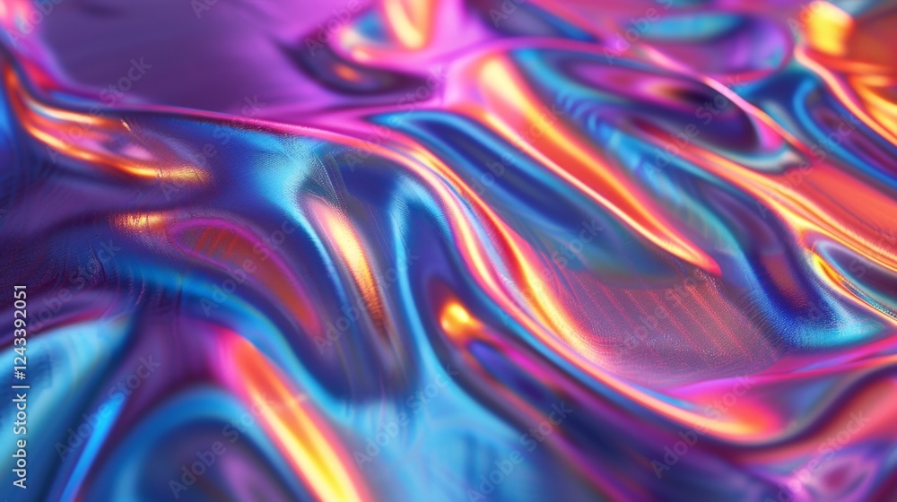 Poster dynamic iridescent waves create a mesmerizing abstract gradient background for digital art