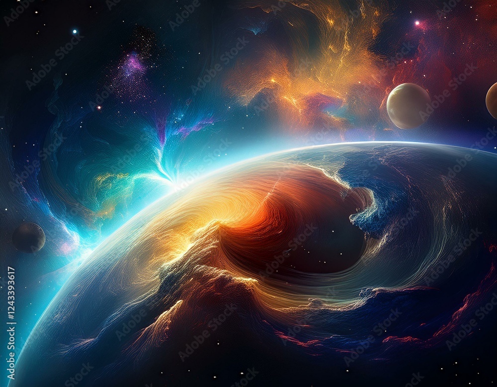 Wall mural abstract outer earth space nebula