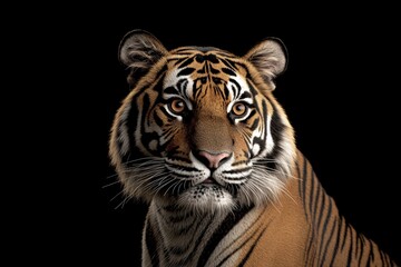 Fototapeta premium Close-up of an expressive tiger's head with striking features and piercing eyes