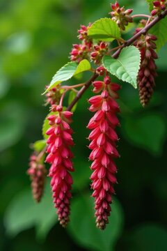 Acalypha hispida Burm flowering in leaf axils hanging down, , hanging flowers, shrub