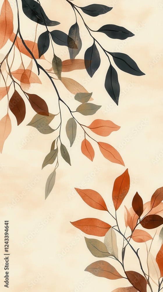 Poster elegant branches with colorful leaves in natural design for a serene atmosphere