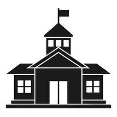 School building minimalist icon black silhouette vector illustration