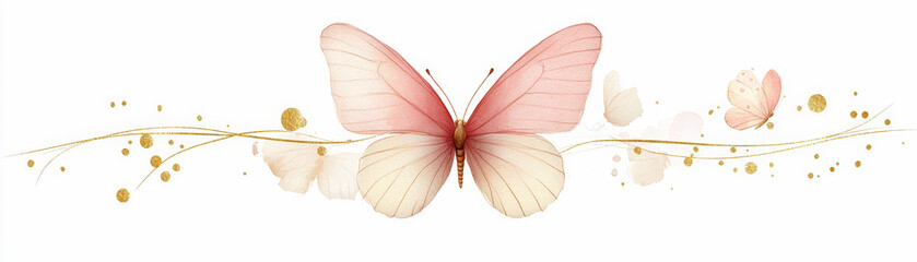 Naklejka premium Elegant pink butterfly design with delicate wings, showcasing nature's beauty and grace. Perfect for spring-themed art and decor.