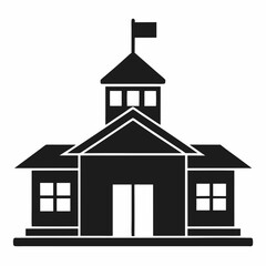 School building minimalist icon black silhouette vector illustration