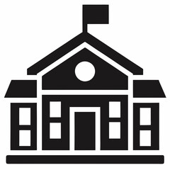 School building minimalist icon black silhouette vector illustration