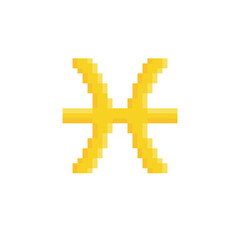 pixel Zodiac Symbol icon  sign for 8 bit Fish Constellation.  game logo