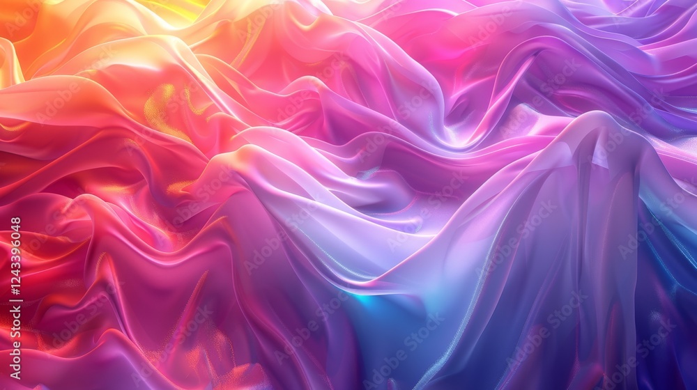 Poster gradient waves of iridescent color create a mesmerizing abstract background filled with soft texture