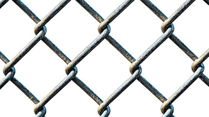 Fototapeta premium Chain link fence urban setting isolated on transparent background