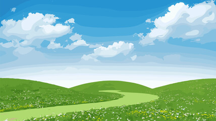Rolling Green Hills with Winding Path